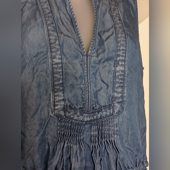 2/$30GAP Chic Sleeveless chambray Denim dress Drawstring Waist & pockets(#1,028) - Picture 5 of 10